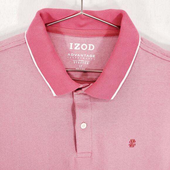 IZOD Polo Mens Large Tall Pink Advantage Performance Sport Comfort Stretch Shirt - Picture 2 of 4